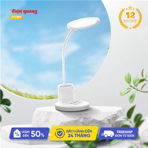 Đèn Bàn LED Cảm Ứng Điện Quang ĐQ LDL15B 10 W (10W, Màu Trắng, Đổi Màu, Đế Gác Điện Thoại Và Hộp Cắm Bút)