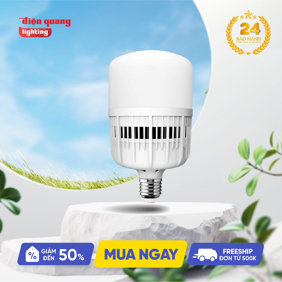 Đèn LED bulb công suất lớn Điện Quang ĐQ LEDBU09 20W, nguồn tích hợp