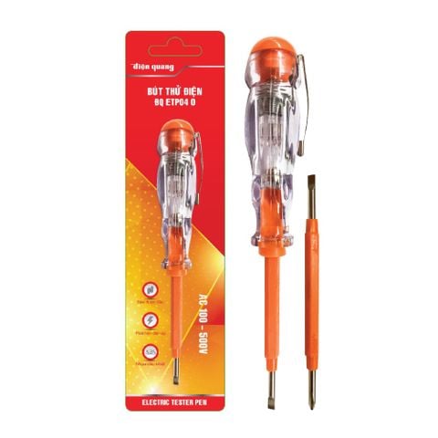 Bút thử điện Điện Quang ĐQ ETP04 O ( 2 đầu vít, 160 mm, màu cam )