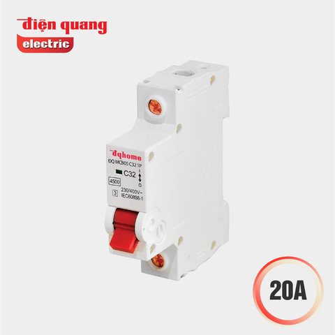 Cầu dao tự động DQHome ĐQ MCB03 C20 1P ( MCB, 1 cực, 20A, loại C, 4.5KA, class 3 )