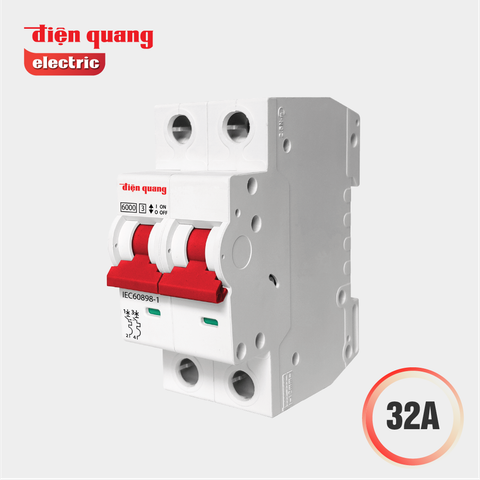 Cầu dao tự động, an toàn Điện Quang 2 cực, 6KA (10A, 20A, 25A, 32A, 40A, 50A)