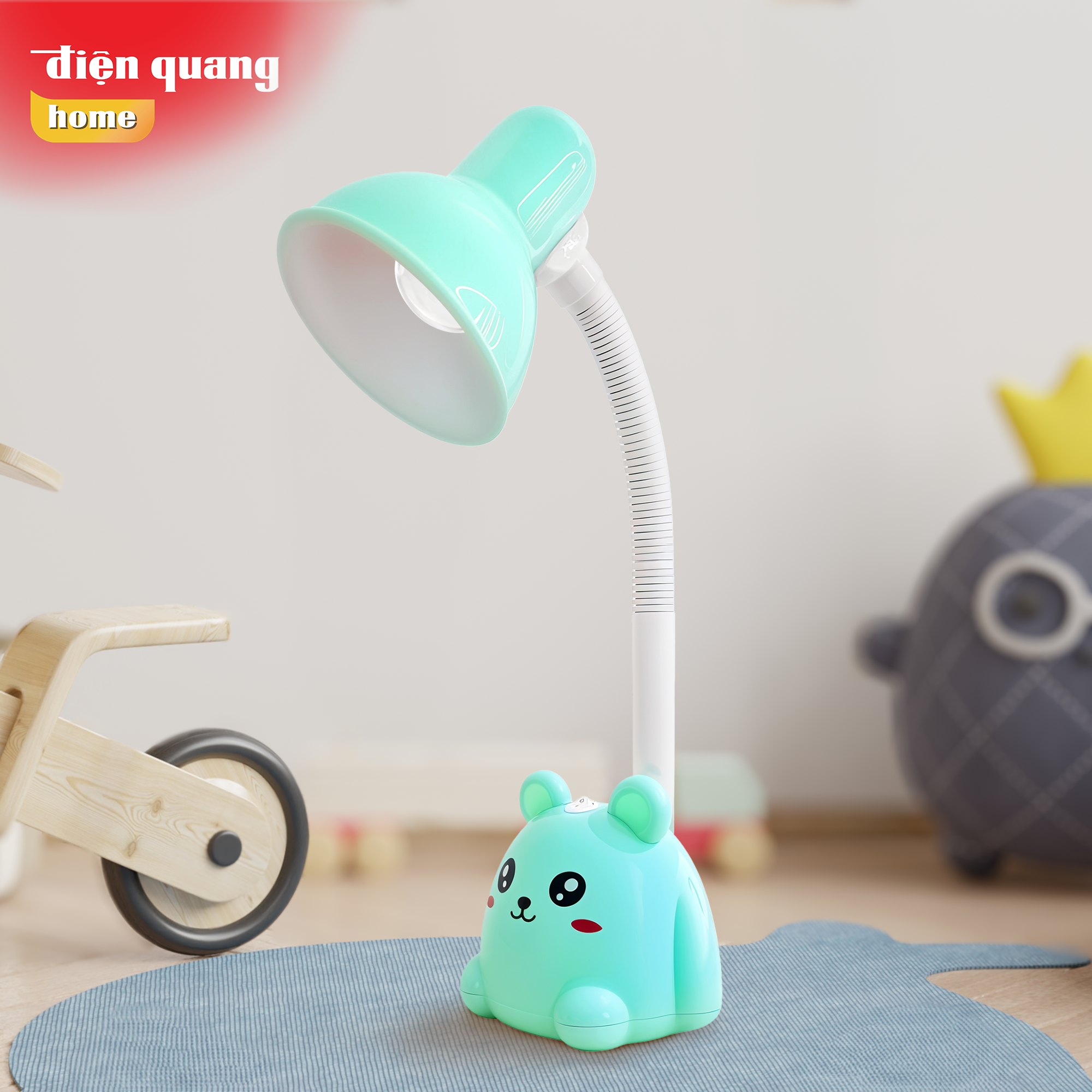 Đèn bàn học chống cận ĐQ DKL20 Điện Quang (Cắm điện trực tiếp, hình con gấu, hộp cắm bút, bóng Led 5W)