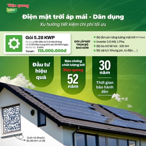 Giải pháp Điện năng lượng mặt trời áp mái Điện Quang - Bảo chứng bởi thương hiệu 50 năm được người tiêu dùng tín nhiệm