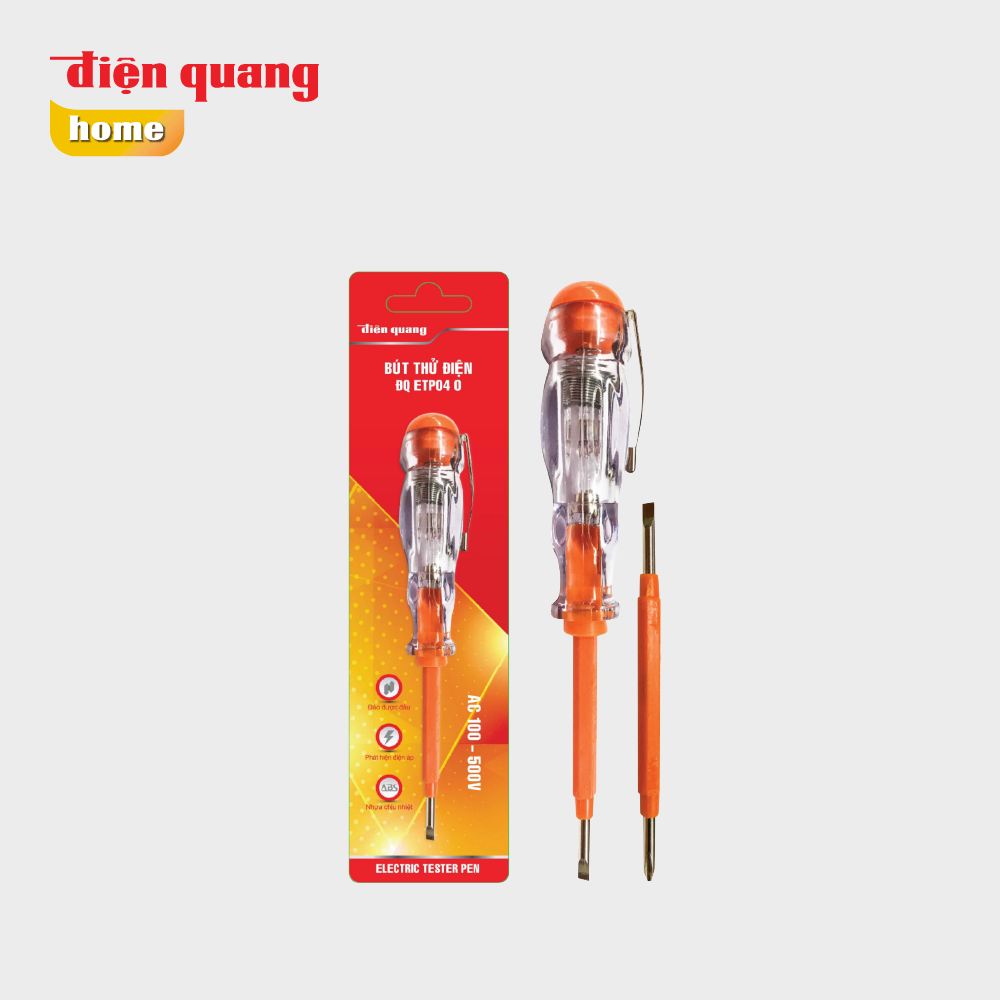 Bút thử điện Điện Quang ĐQ ETP04 O ( 2 đầu vít, 160 mm, màu cam )