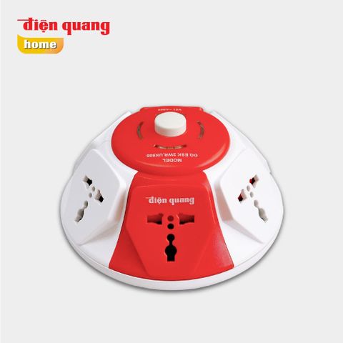 Ổ cắm Điện Quang ĐQ ESK UK986 ( Kiểu UFO 6 lỗ 3 chấu màu Trắng Đỏ )