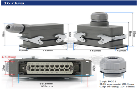  Jack nối công nghiệp 16 chân HE-6 