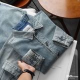 Áo Khoác Nam Jacket Denim Light Blue Form Loose