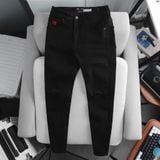 Quần Jean Nam ICONDENIM Black Crimson With Ripped Detail Skinny Fit