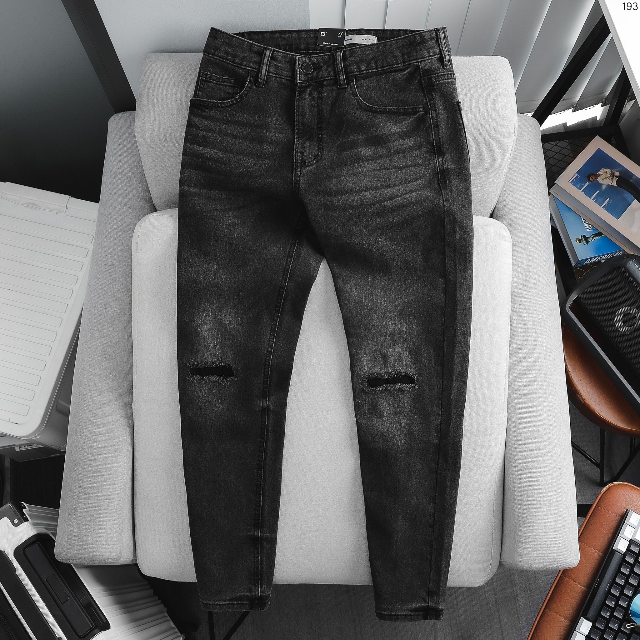 Quần Jeans ICONDENIM Ripped Dark Grey SlimFit