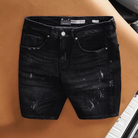 Quần Short Jean Nam Splater Gray Dark Wash