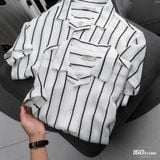 Áo Sơmi Cuban Nam ICONDENIM Dệt Lưới Họa Tiết Sọc