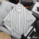 Áo Sơmi Cuban Nam ICONDENIM Dệt Lưới Họa Tiết Sọc