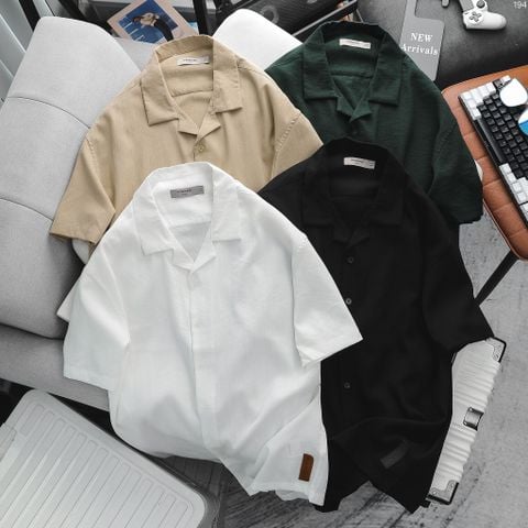 Áo Sơ Mi Nam Basic Linen Cuban ICONDENIM Trắng Đen Xanh Be