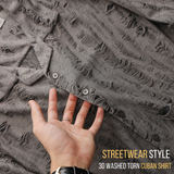 Áo Sơ Mi Cuban Nam ICONDENIM Torn Washed