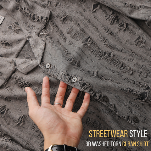 Áo Sơ Mi Cuban Nam ICONDENIM Torn Washed