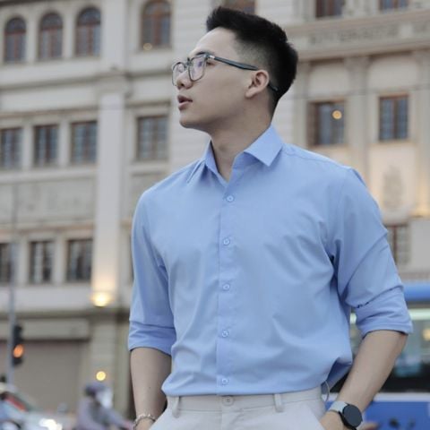 Áo Sơ Mi Nam Bamboo ICONDENIM Regular - Semi Spread Xanh - Đen - Trắng