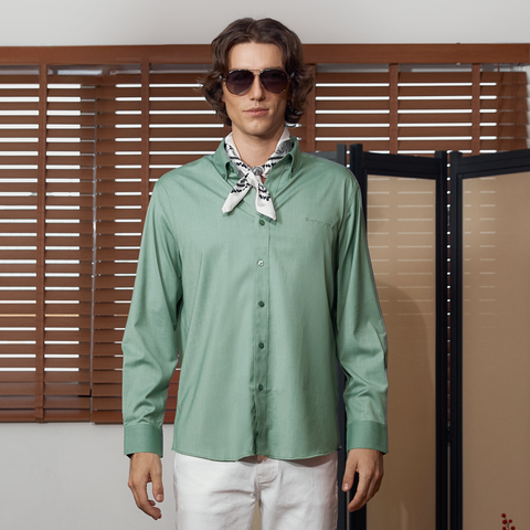 Áo Sơ Mi Nam Bamboo ICONDENIM Regular - ButtonDown Trắng - Xanh - Be