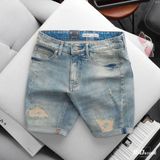 Quần Short Denim Nam ICONDENIM - Basic 5-Pocket Ripped Wash