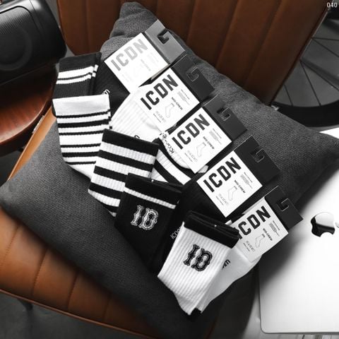 Vớ Mid-Crew Nam ICONDENIM – Black & White Collection