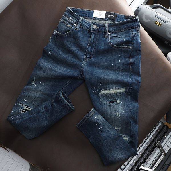 Quần Jean ICONDENIM Skinny Dark Blue Heavy Rips