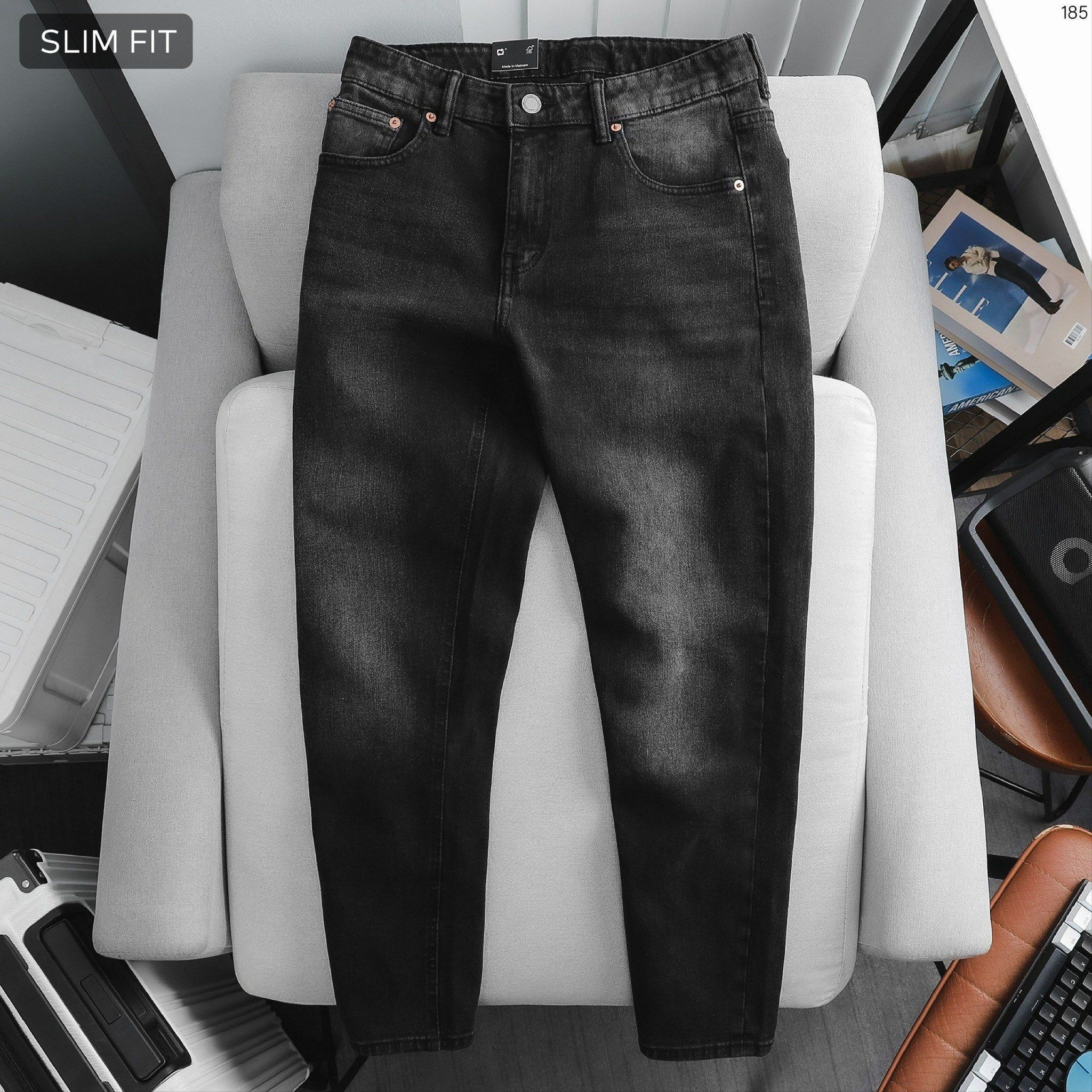 Quần Jeans ICONDENIM Black SlimFit With Contrast Rivets