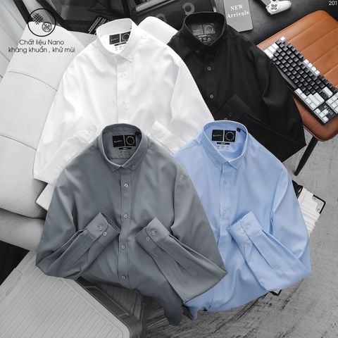 Áo Sơ Mi Nam ICONDENIM Basic Multi-Color Nanotech Trắng - Đen - Xám - Xanh