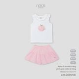 Bộ ba lỗ áo màu trắng phối quần chấm bi hồng Nous 
