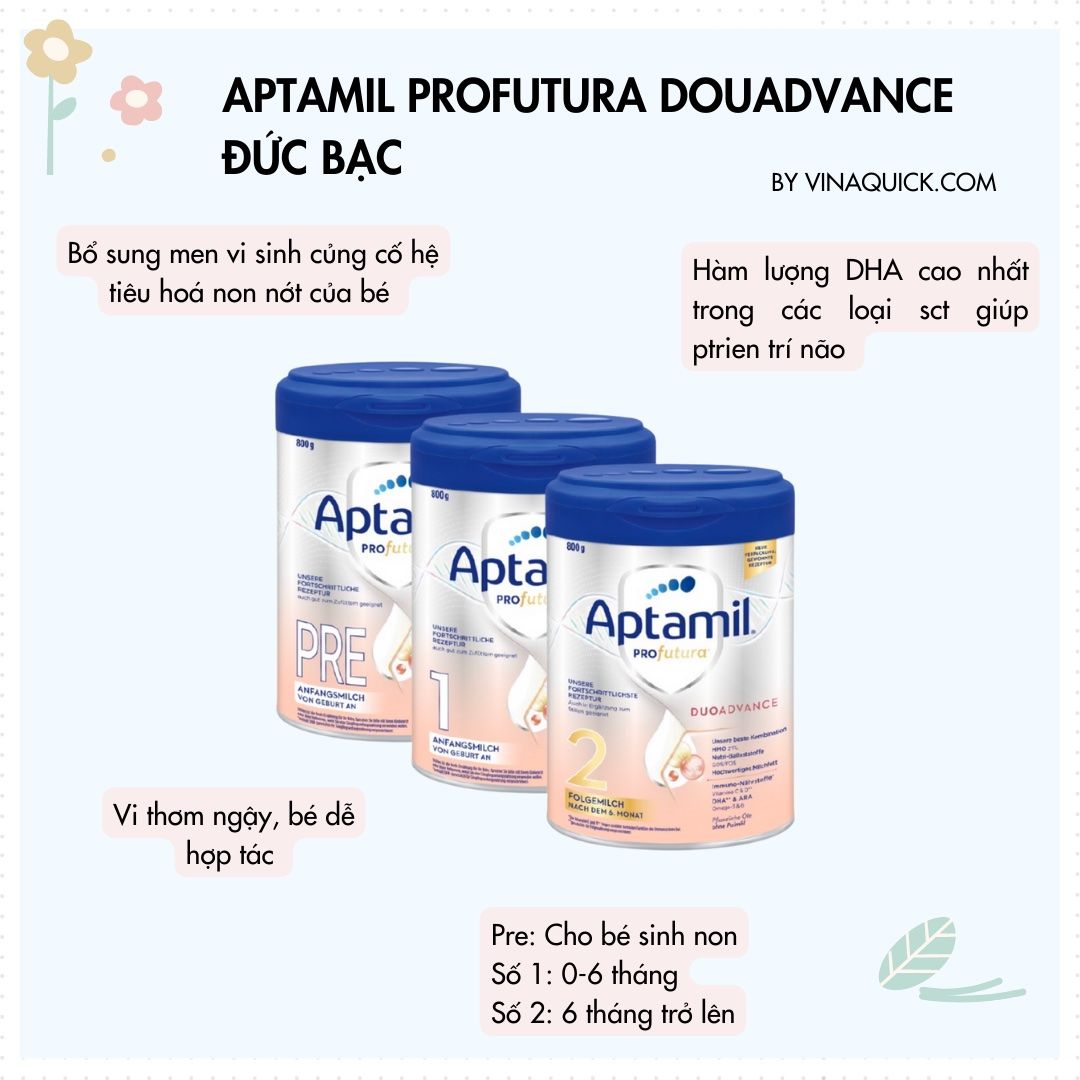  Sữa Aptamil Profutura Douadvance Đức Bạc Số 1 Cho Bé Từ 0 – 6 Tháng (800g) 