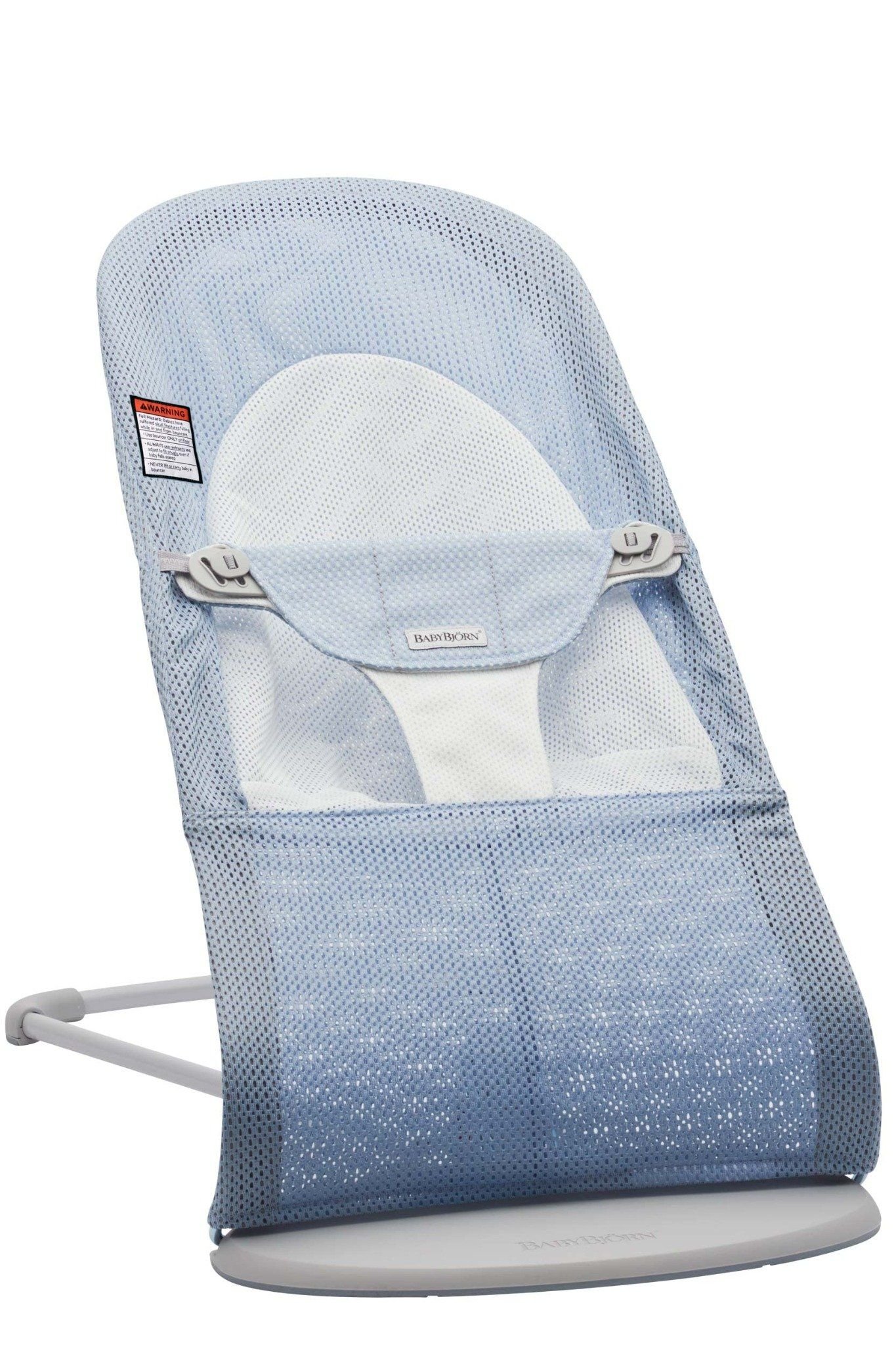  Ghế Rung Baby Bjorn Bouncer Balance Soft Vải Lưới Mesh - Light Gray Frame - Màu Sky Blue / White 