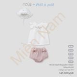  Bộ Tay Ngắn Nous Petit à petit Trắng Thêu Thỏ Phối Quần Romper Hồng Mix Mũ 