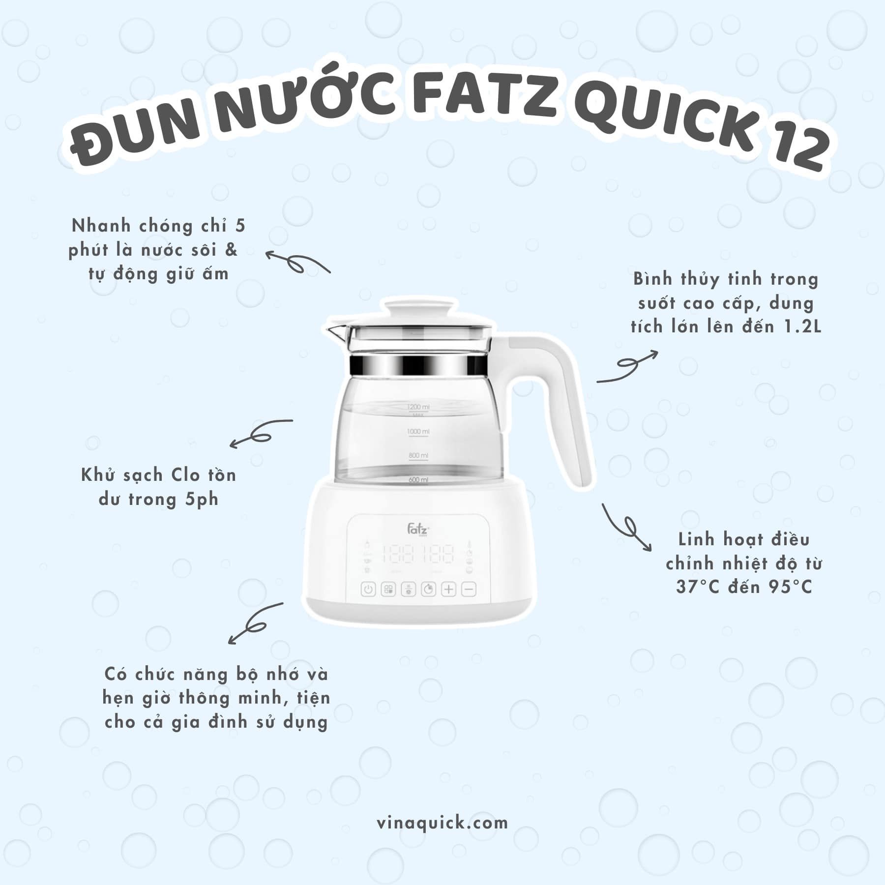  Máy đun nước và hâm nước pha sữa điện tử Fatzbaby Quick 12 