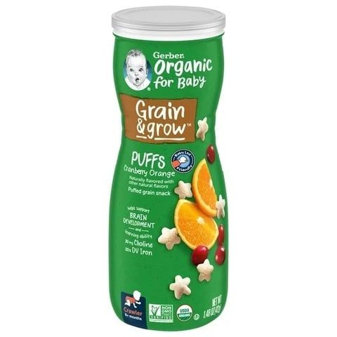  BÁNH ĂN DẶM GERBER ORGANIC PUFFS (42G) - VỊ CAM & NAM VIỆT QUẤT 