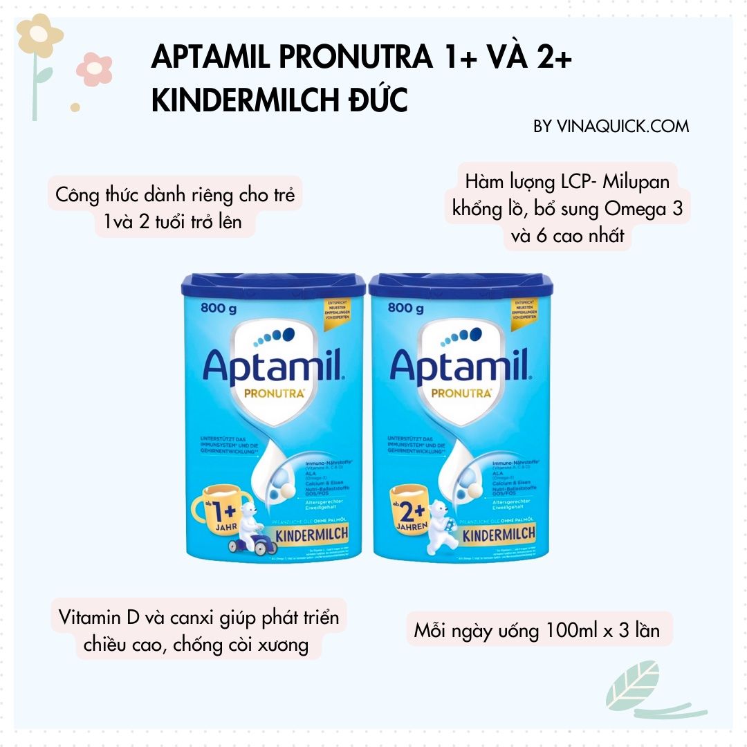  Sữa Aptamil Pronutra Kindermilch Đức Số 1+ Cho Bé Trên 1 Tuổi (800g) 