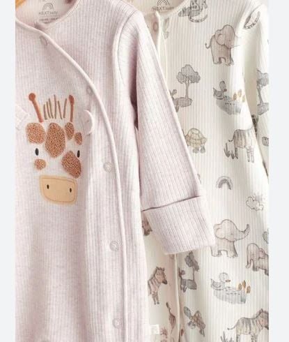  Set 2 Bộ Baby Sleepsuit Next Uk Tay Dài Họa Tiết Animal 