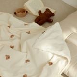  Chăn Lông Cừu 1 Mặt Thêu Gấu Chez Bébé 