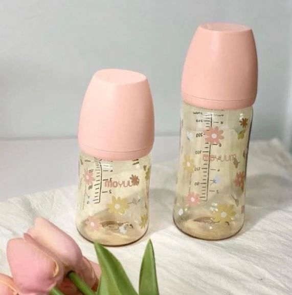  Bình Sữa PPSU Cổ Rộng Moyuum Daisy Edition - Hoa Cúc Hồng 