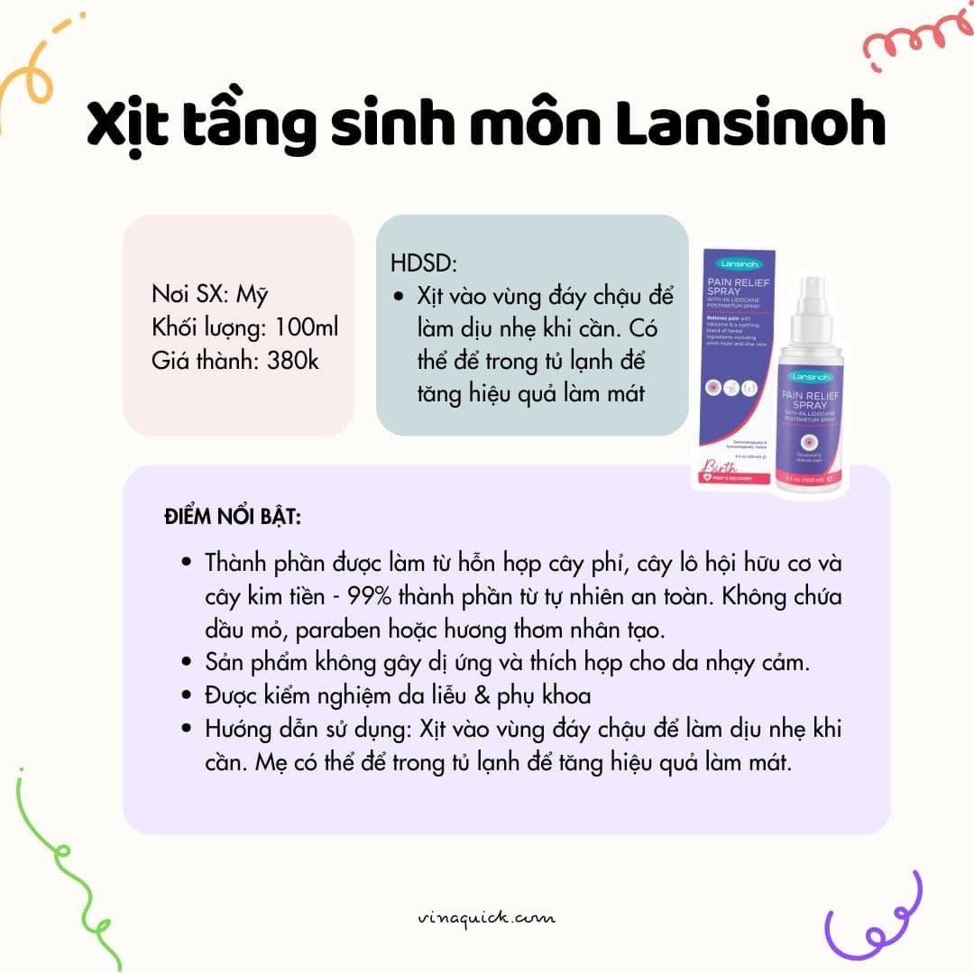  Xịt giảm đau tầng sinh môn Lansinoh 100ml 