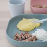  Bộ Ăn Dặm 4 Món Silicone Đế Hít Beaba - Màu Eucalyptus 