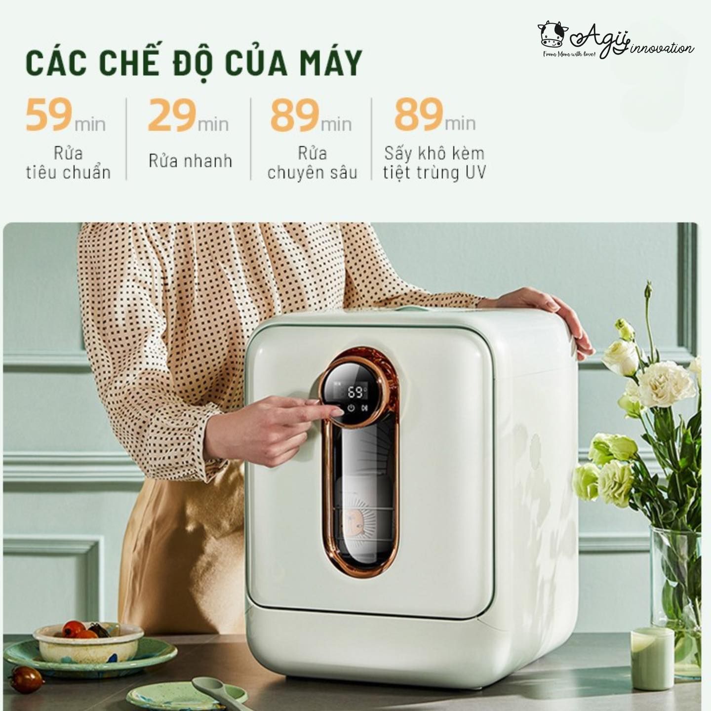  Máy Rửa Bình Sữa Và Sấy Khô Thông Minh AGII 03 