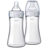  Set bình sữa Chicco Duo thiết kế cải tiến 2 lớp thuỷ tinh và nhựa 260ml - Màu xám 