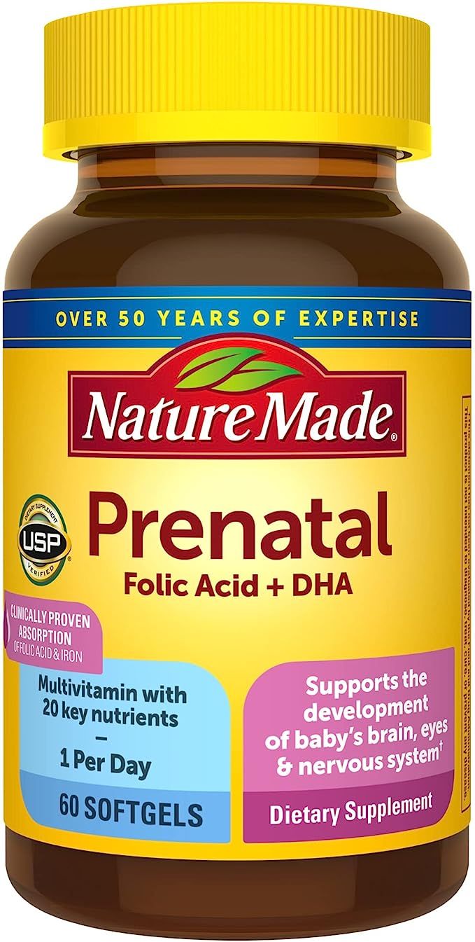  Vitamin Tổng Hợp Cho Mẹ Bầu Nature Made Prenatal Folic Acid + DHA, 60 Viên 