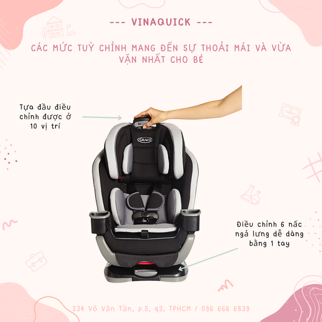  Ghế ngồi ô tô GRACO EXTEND2FIT 2-in-1 CONVERTIBLE CAR SEAT - GOTHAM 