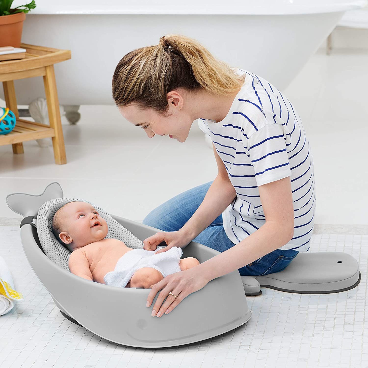  Chậu tắm bé Skip Hop Baby Bath Tub 3 in 1, Moby, Grey 