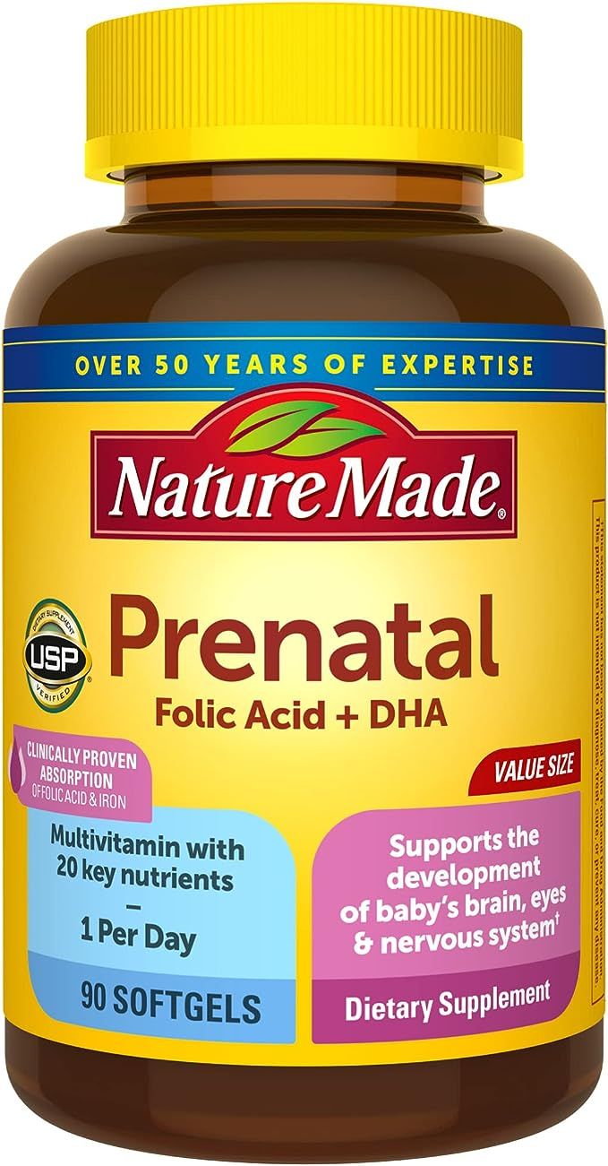  Vitamin Tổng Hợp Cho Mẹ Bầu Nature Made Prenatal Folic Acid + DHA, 90 Viên 