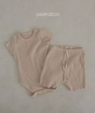  Bodysuit Kèm Quần Thun Gân Peekaboo - Màu Be 