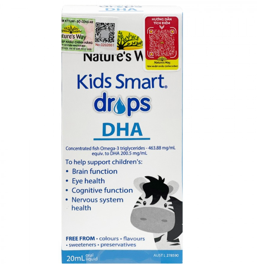  Nature's Way Kids Smart Drops DHA- Hỗ trợ phát triển não bộ, thị lực cho bé - 20ML 