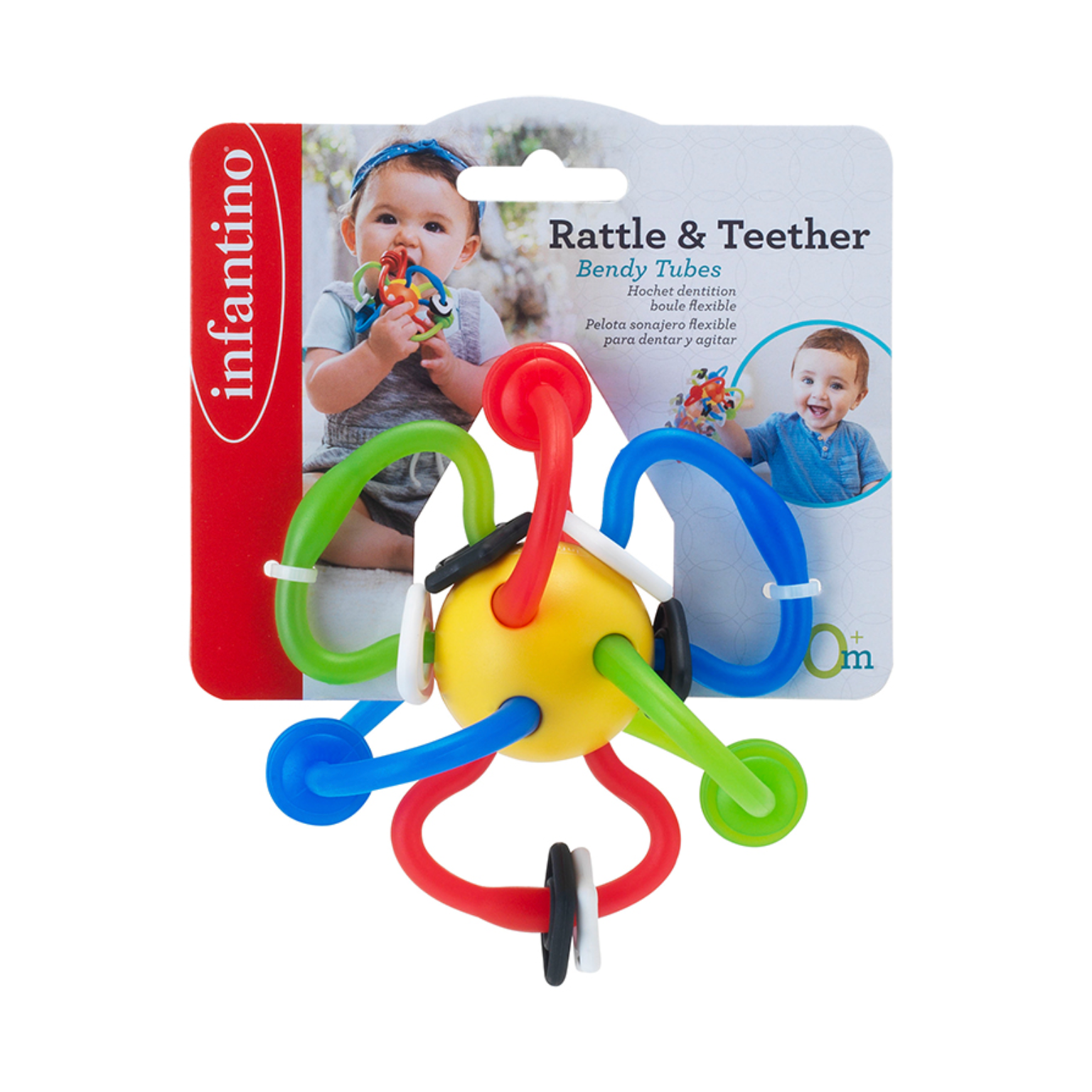  BÓNG GẶM NƯỚU KIÊM ĐỒ CHƠI CHO BÉ INFANTINO RATTLE & TEETHER BENDY TUBES 