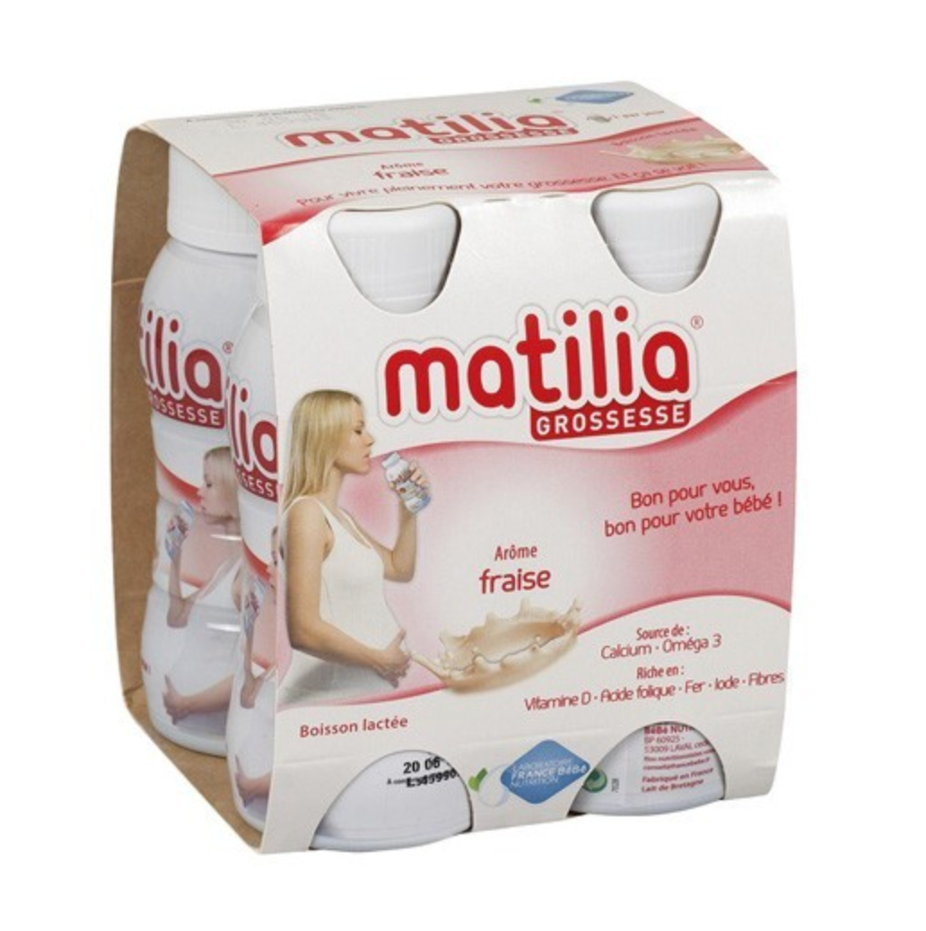 Sữa Bầu Matilia Pháp Vị Fraise (Lốc 4 chai x 200ml) 