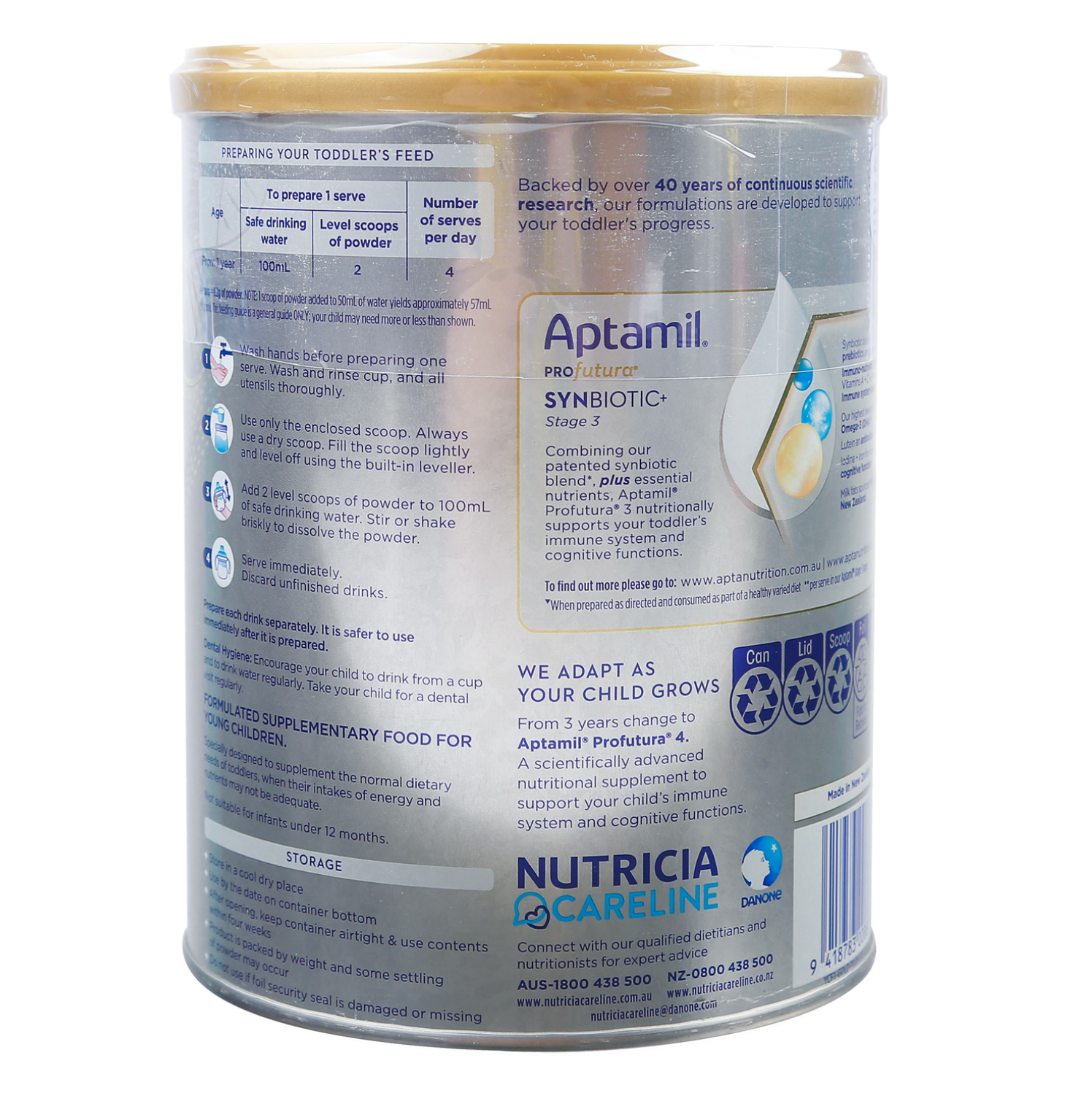  Sữa bột Aptamil Profutura Úc số 3 cho bé trên 1 tuổi (900g) 