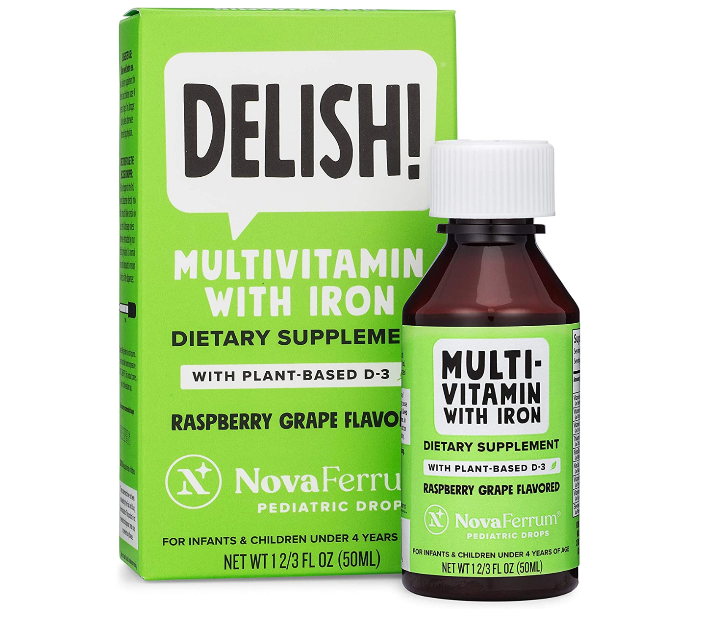  VITAMIN TỔNG HỢP, SẮT VÀ D3 HỮU CƠ DELISH NOVAFERRUM MULTIVITAMIN WITH IRON CHO TRẺ TỪ SƠ SINH TỚI 4 TUỔI, 50ML 